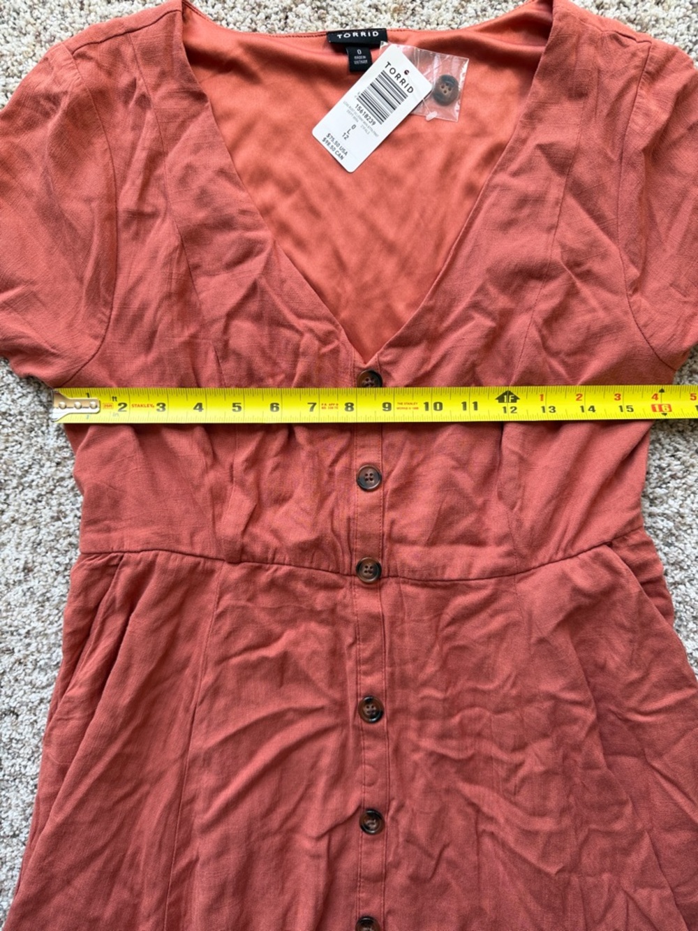 torrid Rust Button-Front V-Neck Midi Dress - Picture 6 of 7